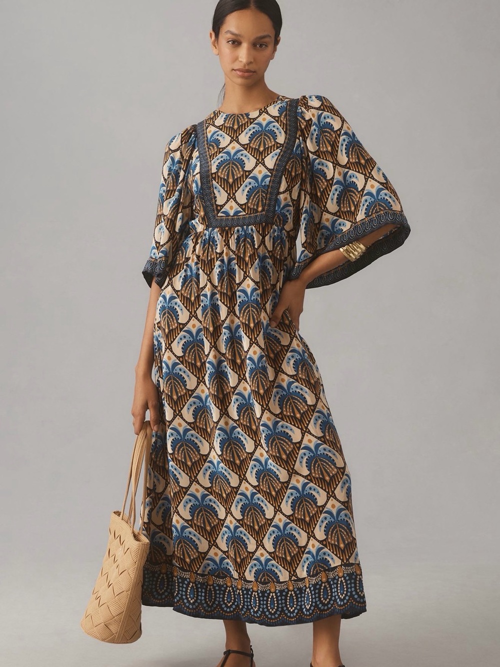 Farm Rio Beige Cocopalm Maxi Dress